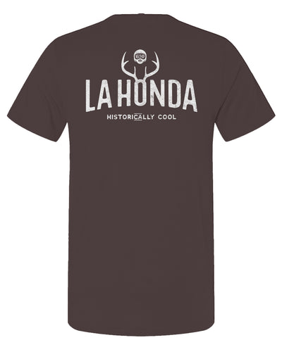 La Honda Historically Cool 650 design on back of short sleeve t-shirt
