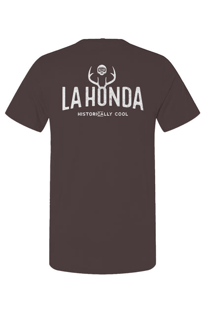 La Honda Historically Cool 650 design on back of short sleeve t-shirt