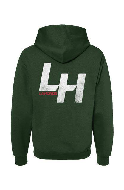 La Honda Shift pattern design on back of hooded sweatshirt