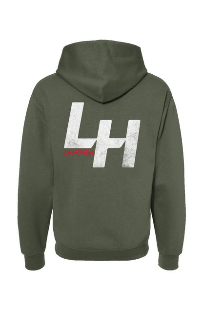 La Honda Shift pattern design on back of hooded sweatshirt