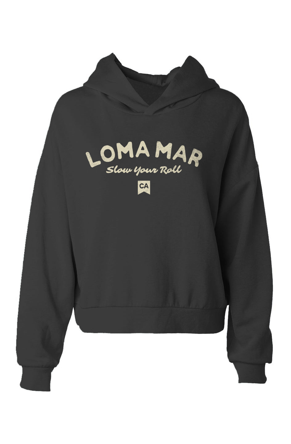 Women's Loma Mar "Slow Your Roll" black Crop Hoodie