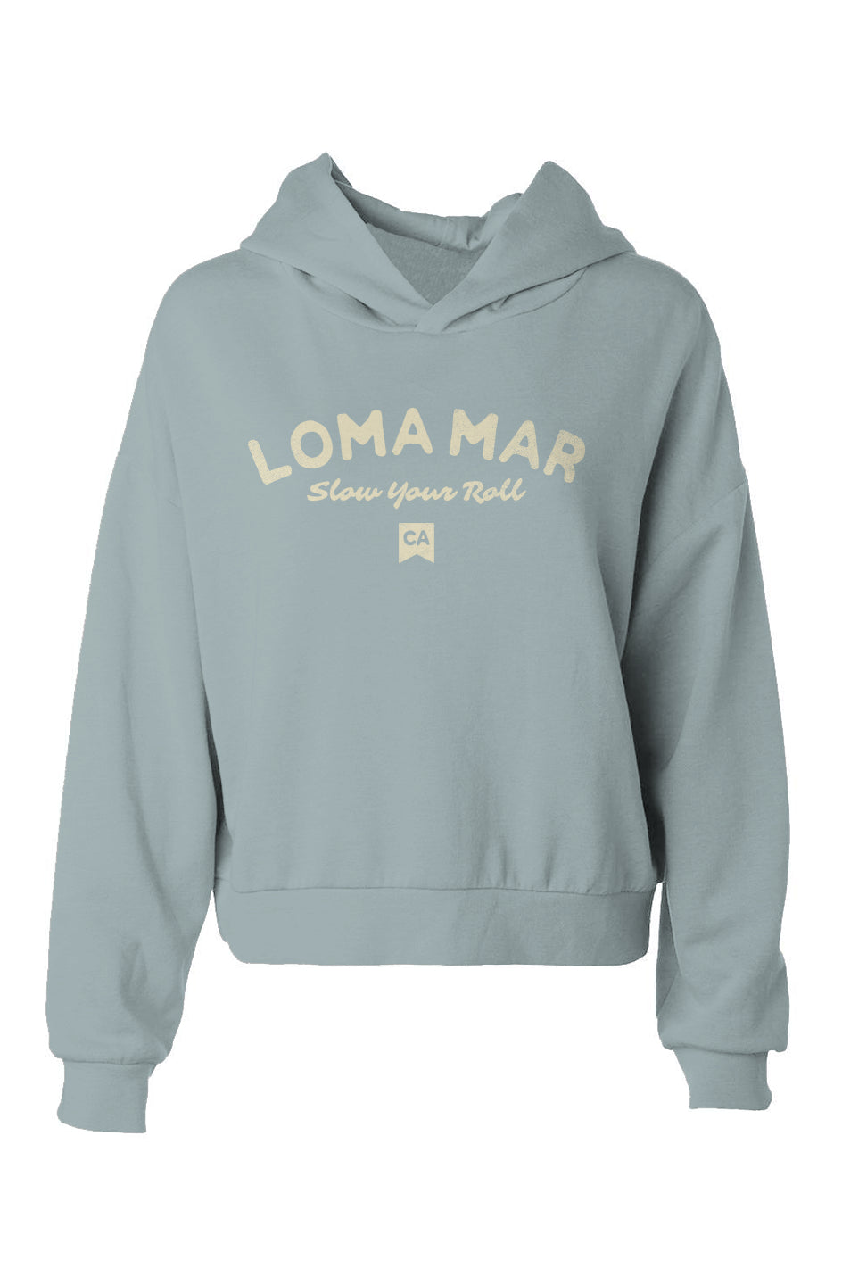 Women's Loma Mar "Slow Your Roll" sage green Crop Hoodie