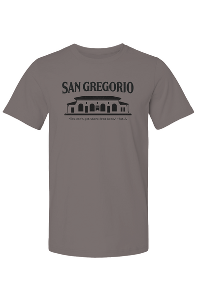 Short sleeve t-shirt with San Gregorio General Store design printed on chest