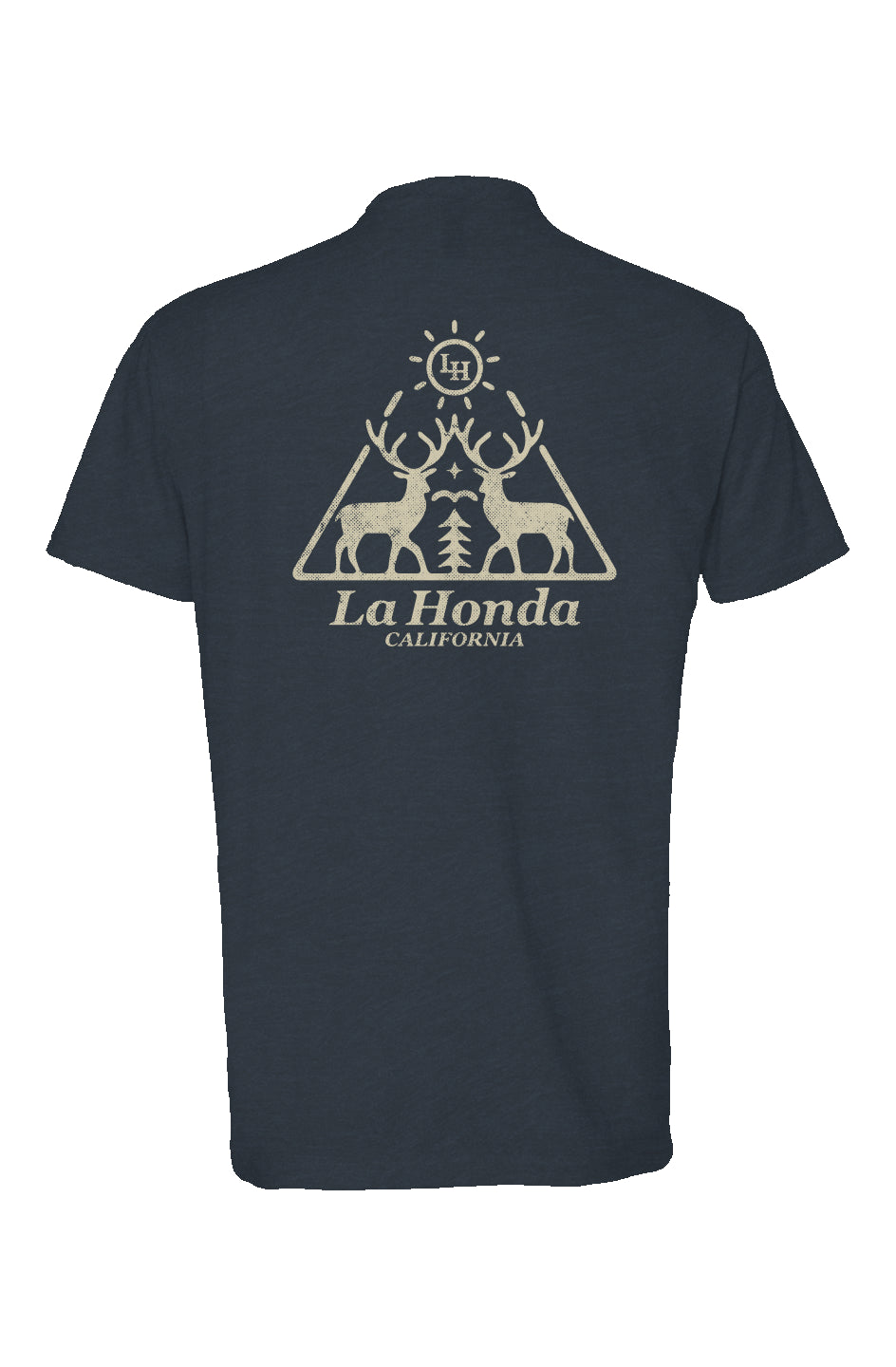 la honda california natural deer design printed on back of premium unisex t-shirt