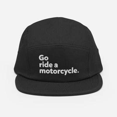 go ride a motorcycle embroidered adjustable camper hat, motorcycle hats, motorcycle lifestyle, gifts for riders, gifts for motorcyclists, gifts for him, gifts for dad, crown moto hat