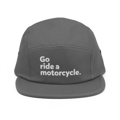 go ride a motorcycle embroidered adjustable camper hat, motorcycle hats, motorcycle lifestyle, gifts for riders, gifts for motorcyclists, gifts for him, gifts for dad, crown moto hat