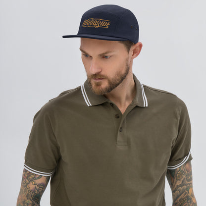 Man wearing Woodside Brand embroidered camper hat