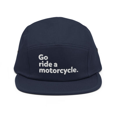 go ride a motorcycle embroidered adjustable camper hat, motorcycle hats, motorcycle lifestyle, gifts for riders, gifts for motorcyclists, gifts for him, gifts for dad, crown moto hat