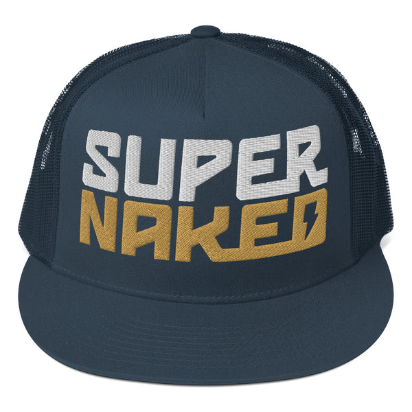 supernaked, naked bikes, ride naked, super duke, tuono, streetfighter, h2r, mt10, embroidered, embroidery, trucker hat, navy blue