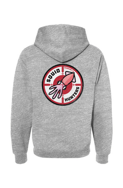 Squid Hunters motorcycle club woodside logo on back of Hooded Sweatshirt by crown moto