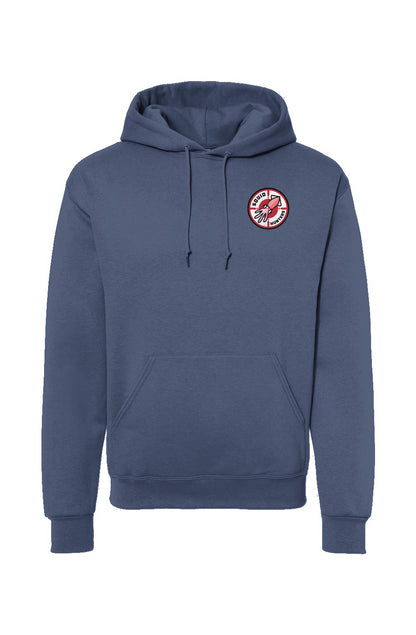 Squid Hunters motorcycle club woodside logo on front of Hooded Sweatshirt by crown moto