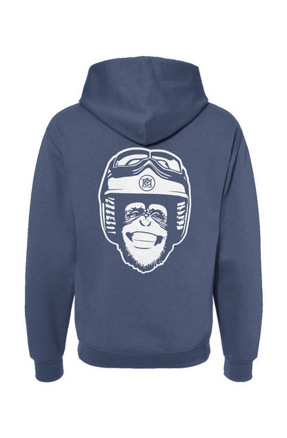 Moto Monkey hooded sweatshirt, hoodies, hoodie, monkey, chimp, chimpanzee, motorcycle riders, motorcycles, motorbikes, riders, warm, funny, humor, motorcycle lifestyle, motorcycle hoodie, original, crown moto