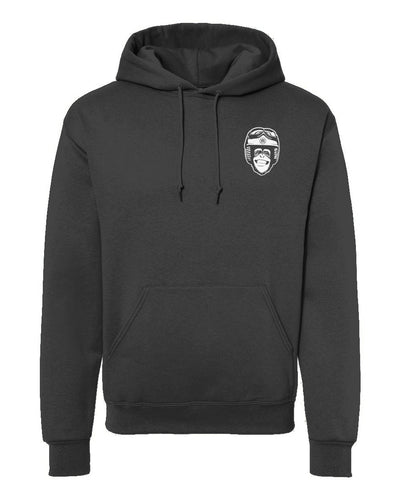 Moto Monkey hooded sweatshirt, hoodies, hoodie, monkey, chimp, chimpanzee, motorcycle riders, motorcycles, motorbikes, riders, warm, funny, humor, motorcycle lifestyle, motorcycle hoodie, original, crown moto