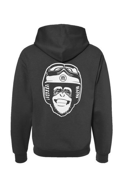 Moto Monkey hooded sweatshirt, hoodies, hoodie, monkey, chimp, chimpanzee, motorcycle riders, motorcycles, motorbikes, riders, warm, funny, humor, motorcycle lifestyle, motorcycle hoodie, original, crown moto