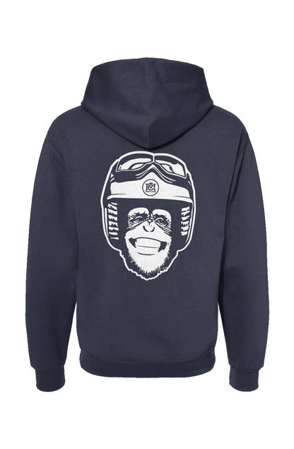 Moto Monkey hooded sweatshirt, hoodies, hoodie, monkey, chimp, chimpanzee, motorcycle riders, motorcycles, motorbikes, riders, warm, funny, humor, motorcycle lifestyle, motorcycle hoodie, original, crown moto