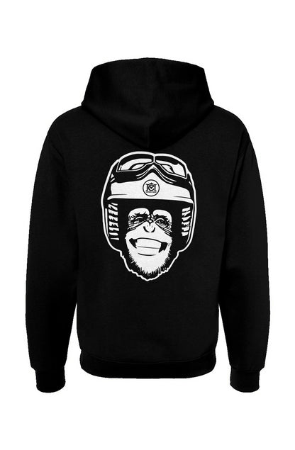 Moto Monkey hooded sweatshirt, hoodies, hoodie, monkey, chimp, chimpanzee, motorcycle riders, motorcycles, motorbikes, riders, warm, funny, humor, motorcycle lifestyle, motorcycle hoodie, original, crown moto