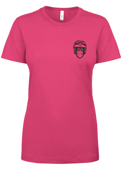 Moto Monkey Women's T-Shirt, women who ride, motorcycles, motorbikes, chimpanzee, riders, silly, funny, humor, motorcycle shirts, women's