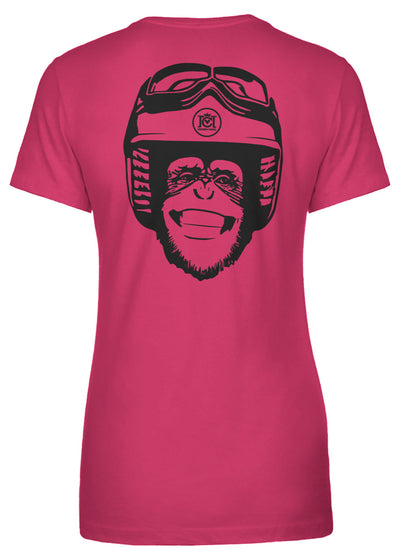 Moto Monkey Women's T-Shirt, women who ride, motorcycles, motorbikes, chimpanzee, riders, silly, funny, humor, motorcycle shirts, women's