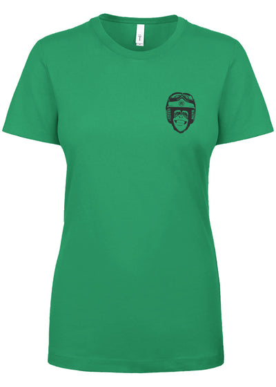 Moto Monkey Women's T-Shirt, women who ride, motorcycles, motorbikes, chimpanzee, riders, silly, funny, humor, motorcycle shirts, women's