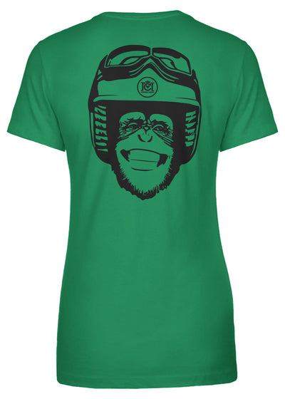 Moto Monkey Women's T-Shirt, women who ride, motorcycles, motorbikes, chimpanzee, riders, silly, funny, humor, motorcycle shirts, women's