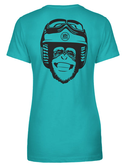 Moto Monkey Women's T-Shirt, women who ride, motorcycles, motorbikes, chimpanzee, riders, silly, funny, humor, motorcycle shirts, women's