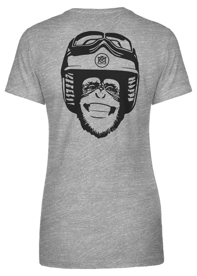 Moto Monkey Women's T-Shirt, women who ride, motorcycles, motorbikes, chimpanzee, riders, silly, funny, humor, motorcycle shirts, women's