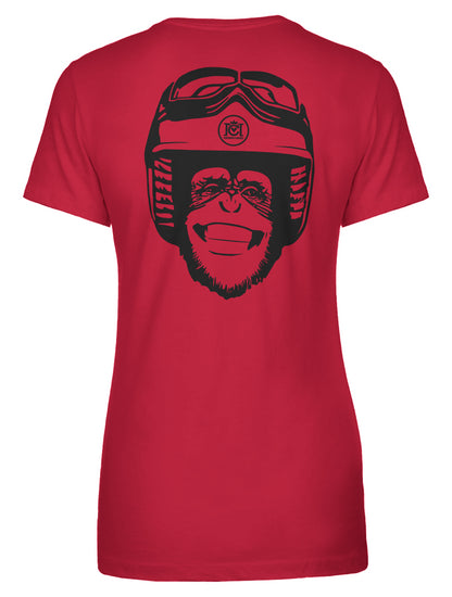 Moto Monkey Women's T-Shirt, women who ride, motorcycles, motorbikes, chimpanzee, riders, silly, funny, humor, motorcycle shirts, women's