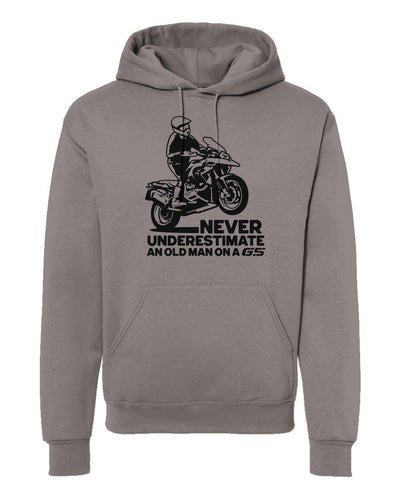 Grey 'Never underestimate an old man on a GS' hoodie