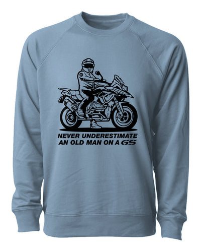 Never Underestimate an Old Man on a GS Crewneck Sweatshirt
