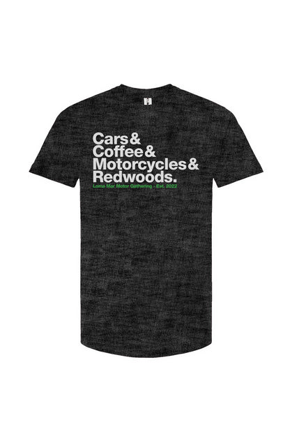 Cars & Coffee, Motorcycles & Redwoods Loma Mar Motor Gathering T-shirt