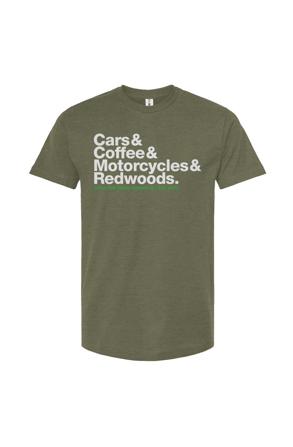 Cars & Coffee, Motorcycles & Redwoods Loma Mar Motor Gathering T-shirt