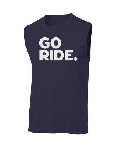 "Go Ride" Sleeveless T, workout shirt, sleeveless, tank top, moisture wicking, motorcycles, motorcycle lifestyle, motorbikes, moisture wicking, gym shirt, running shirt