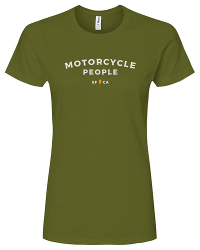 Motorcycle People SF Women's Premium Cotton T-shirt, women who ride, motorcyclists, riders, motorbikes, go ride a motorcycle, motorcycle riders, ladies, sustainable, made in usa, american cotton