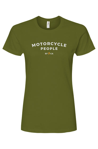 Motorcycle People SF Women's Premium Cotton T-shirt, women who ride, motorcyclists, riders, motorbikes, go ride a motorcycle, motorcycle riders, ladies, sustainable, made in usa, american cotton