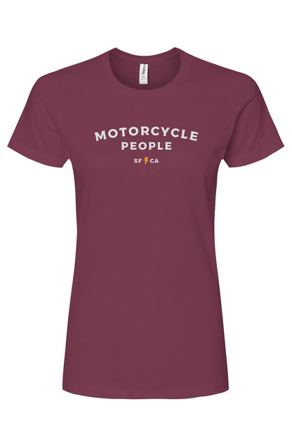 Motorcycle People SF Women's Premium Cotton T-shirt, women who ride, motorcyclists, riders, motorbikes, go ride a motorcycle, motorcycle riders, ladies, sustainable, made in usa, american cotton