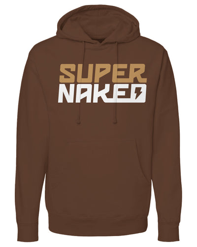 SUPERNAKED Gold & White Hoodie, naked bikes, streetfighter, super duke, mt10, ride naked, supernaked, brown hoodie, ducati streetfighter, bmw s1000r, aprilia tuono, EBR, Buell