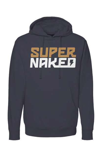 SUPERNAKED Gold & White Hoodie, naked bikes, streetfighter, super duke, mt10, ride naked, supernaked, navy blue hoodie