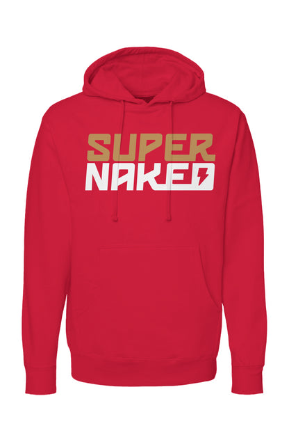SUPERNAKED Gold & White Hoodie, naked bikes, streetfighter, super duke, mt10, ride naked, supernaked, red hoodie, sf 49ers