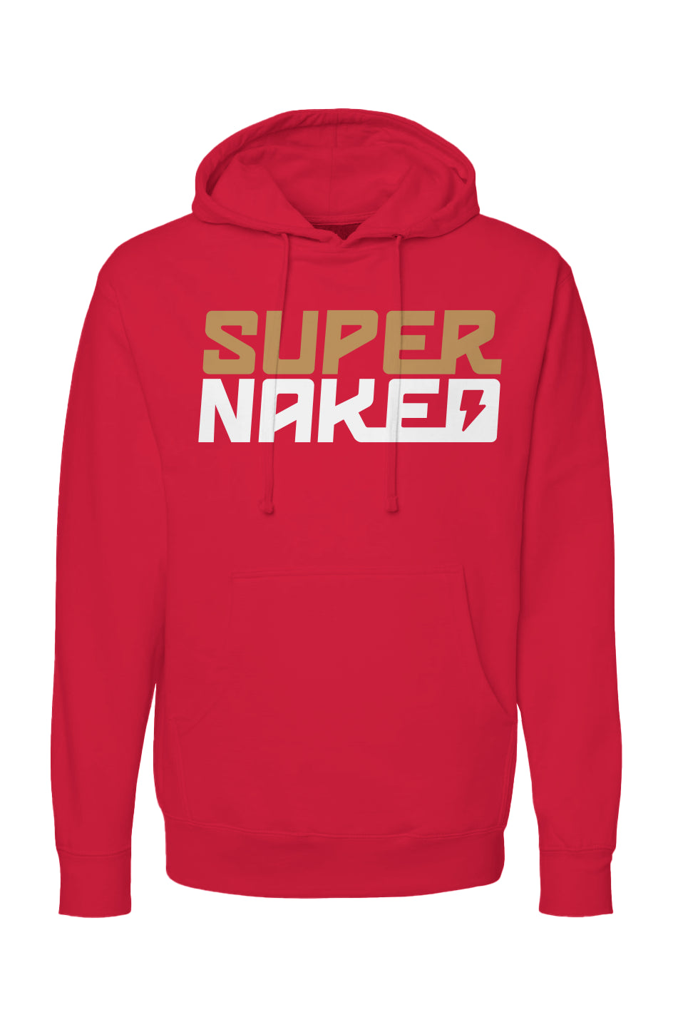 SUPERNAKED Gold & White Hoodie, naked bikes, streetfighter, super duke, mt10, ride naked, supernaked, red hoodie, sf 49ers