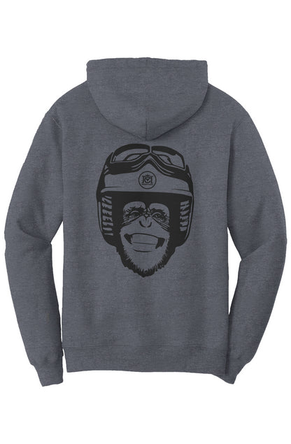 Moto Monkey Fleece Pullover Hoodie, blue, motorcycle lifestyle, motorbikes, motorcycle riders