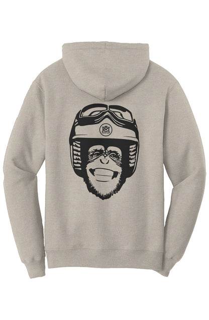Moto Monkey Fleece Pullover Hoodie, natural, cream, heather oatmeal, motorcycle lifestyle, motorbikes, motorcycle riders
