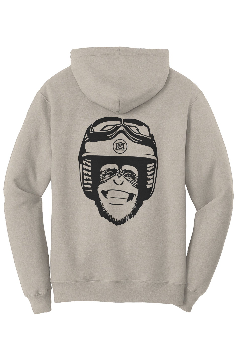 Moto Monkey Fleece Pullover Hoodie, natural, cream, heather oatmeal, motorcycle lifestyle, motorbikes, motorcycle riders