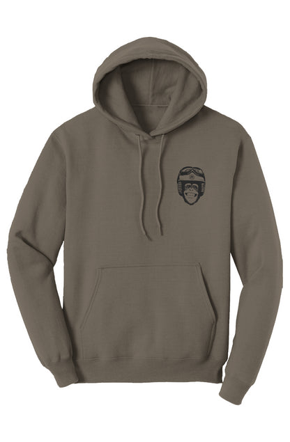 Moto Monkey Fleece Pullover Hoodie, grey, gray, charcoal, motorcycle lifestyle, motorbikes, motorcycle riders