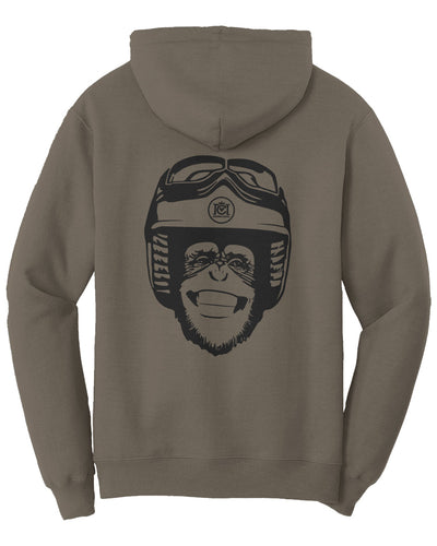 Moto Monkey Fleece Pullover Hoodie, grey, gray, charcoal, motorcycle lifestyle, motorbikes, motorcycle riders
