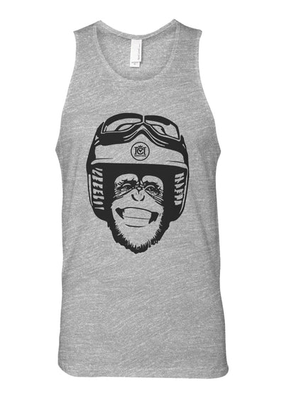 Moto Monkey Cotton Tank Top, motorcycle shirts, motorcycle lifestyle, chimp, chimpanzee, funny, tank top, summer shirt, beach wear