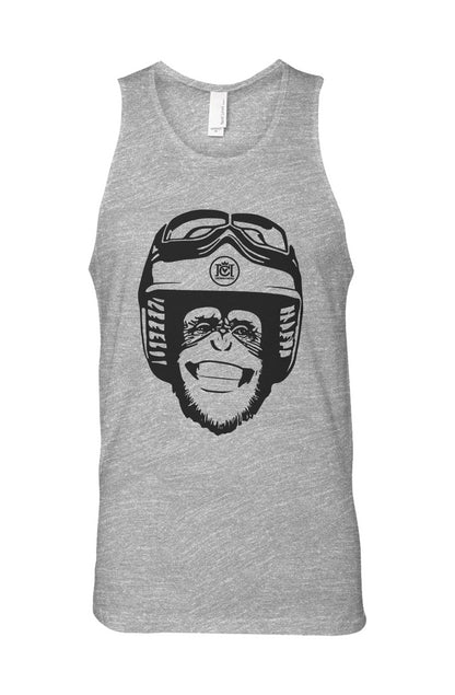 Moto Monkey Cotton Tank Top, motorcycle shirts, motorcycle lifestyle, chimp, chimpanzee, funny, tank top, summer shirt, beach wear