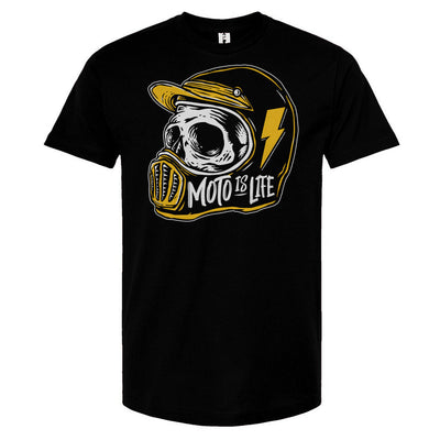 Moto is Life - Skull T-Shirt in black, motorcycle lifestyle, gifts for riders, motocross, supermoto, skull, rider t-shirts