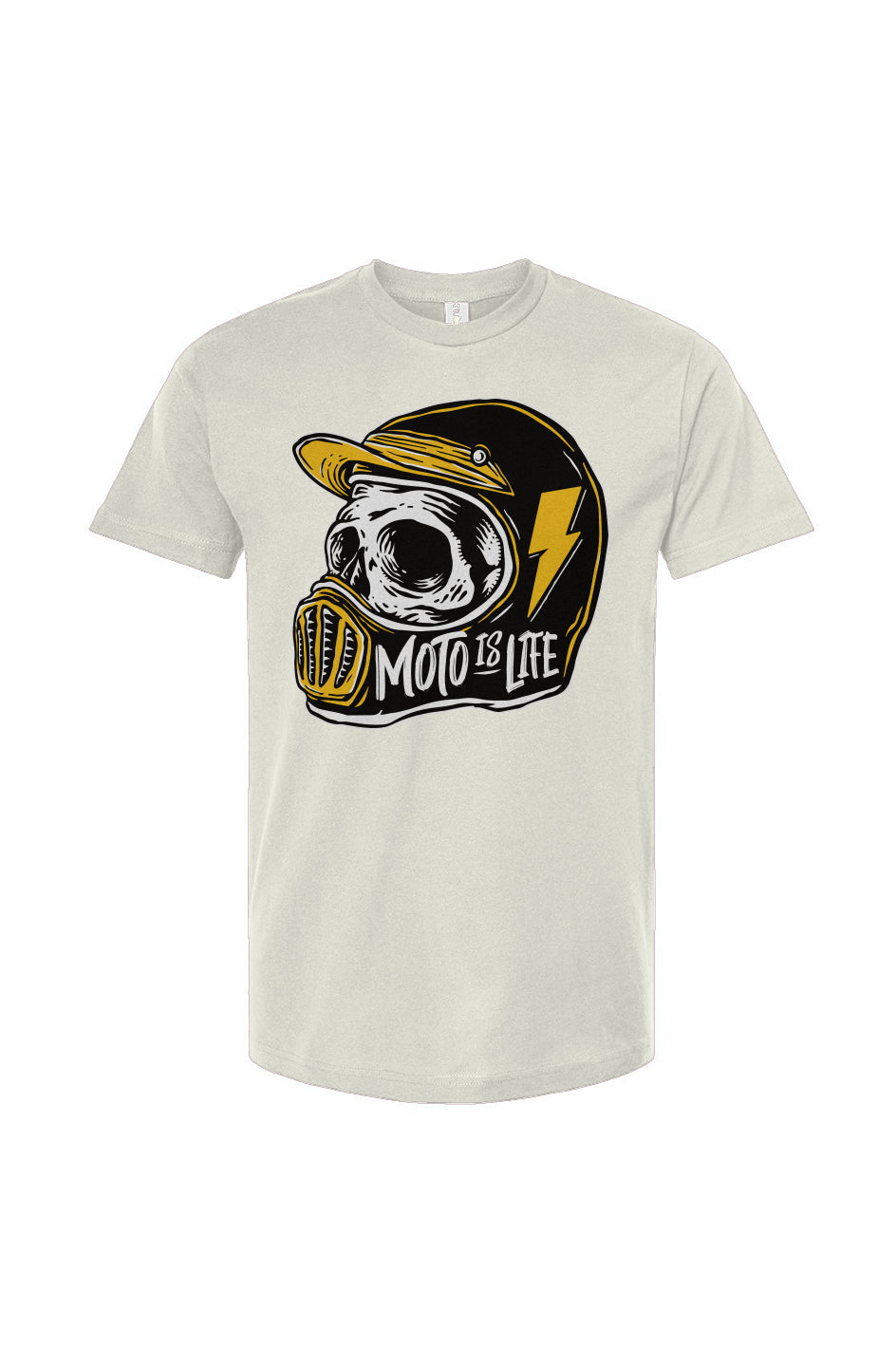 Moto is Life - Solid Skull T-Shirt design on natural shirt, motorcycles, motorbikes, ride for life, crown moto