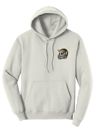 Moto is Life Solid Skull pullover hoodie, motorcycle lifestyle, moto hoodie, motocross, supermoto, skull, riders, gifts for riders, natural, off white motorcycle hoodie