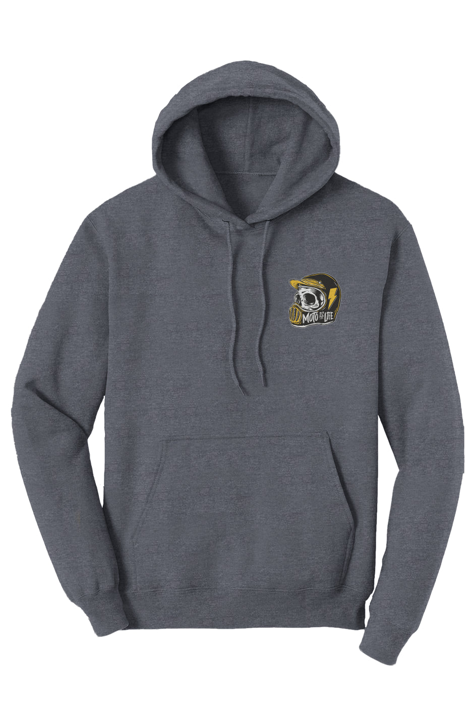 Moto is Life Solid Skull pullover hoodie, motorcycle lifestyle, moto hoodie, motocross, supermoto, skull, riders, gifts for riders, light navy motorcycle hoodie